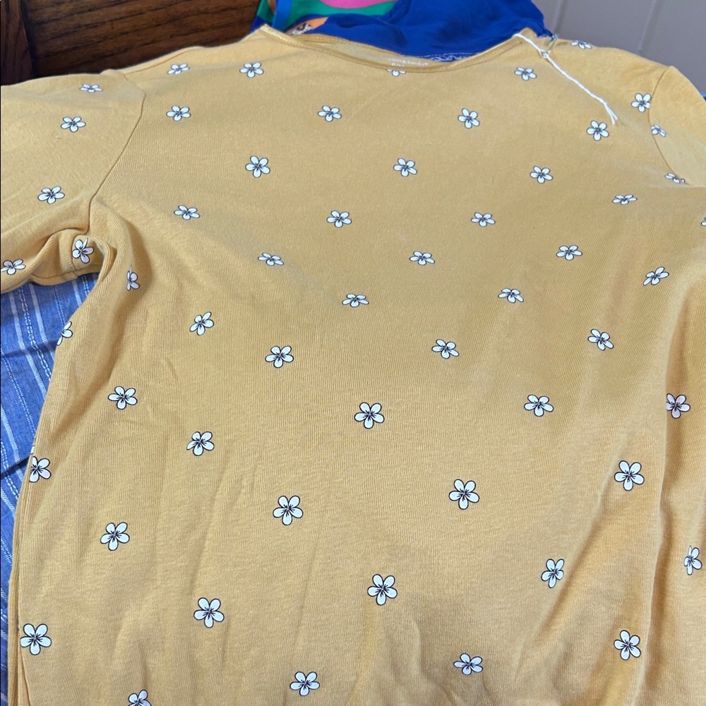 Christopher & Banks Daisy Print 3/4 Sleeve Top - Mustard in PM
